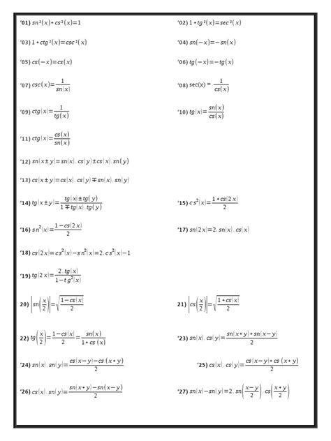 Tabela De Relações Trigonométricas Pdf