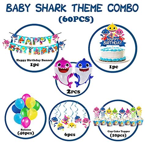 Party Propz Baby Shark Theme Birthday Decorations Pcs Combo Set