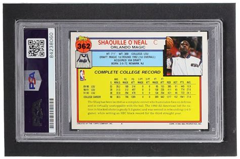 Shaquille O Neal Signed Topps Rc Psa Autograph Graded