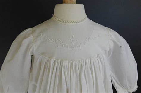 Antique Baby Dress Victorian Infant Gown White Cott Gem