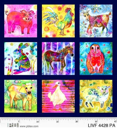 Cotton Quilt Fabric Living Farm Panel Modern Farm Animals 42 Wide