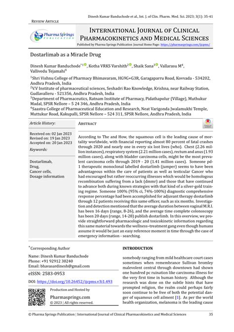 PDF Dostarlimab As A Miracle Drug