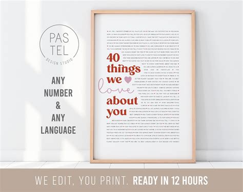 Reasons Why We Love You Poster Personalized Th Birthday Gift For