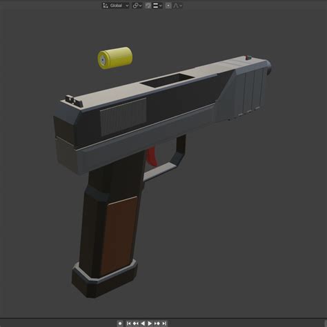 3D Low Poly Pistol With Bullet Shell | OpenGameArt.org