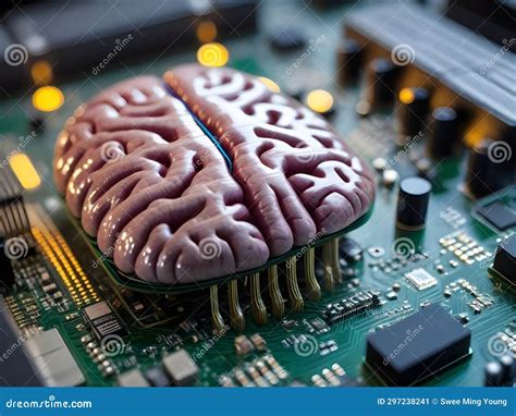 Imagen Del Cerebro Humano Como El Circuito Impreso Como Procesador De