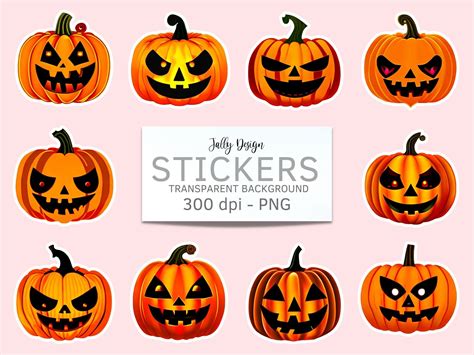 Scary Halloween Pumpkins Stickers Graphic by jallydesign · Creative Fabrica