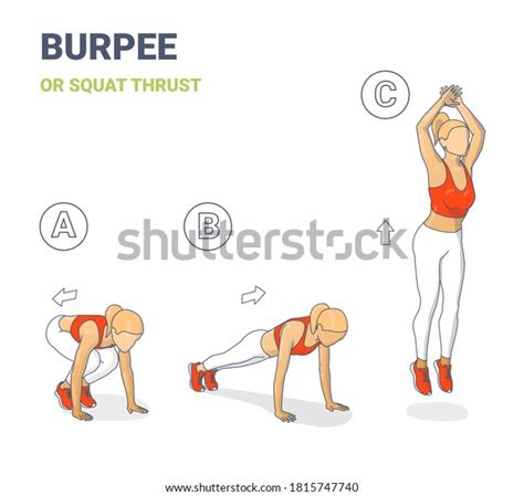 Woman Doing Squat Thrust Burpee Exercise Stock Vector Royalty Free