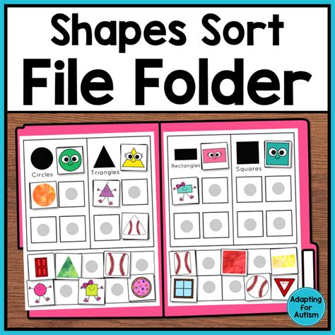 Free Shapes Sorting File Folder Activity Autism Work Tasks