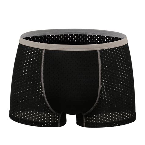 Men Boxer Ice Silk Men Breathable Mesh Boxer Stretchable Plus Size