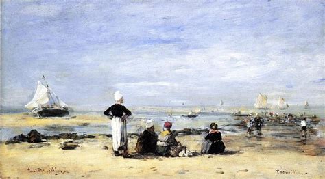 Low Tide At Trouville Eugene Louis Boudin Oil Painting