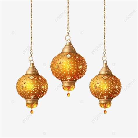 Hanging Diya Lamps With Sparkles For Diwali Festival Hanging Diya