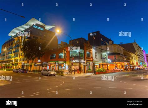 ADELAIDE, AUSTRALIA, JANUARY 6, 2020: nightlife at street of Adelaide ...