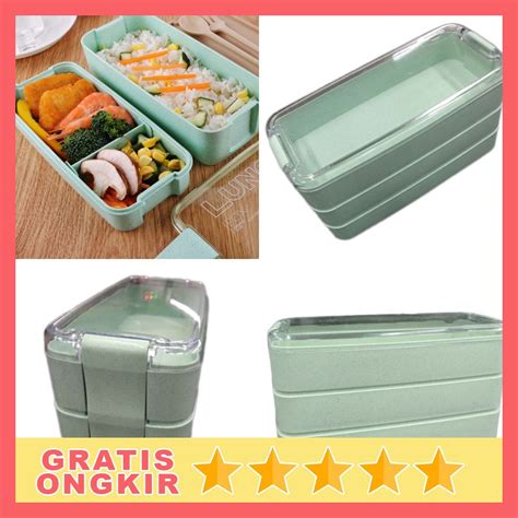 Jual Kotak Makan Bento Bekal Lunch Box Rantang Susun Layer Sendok