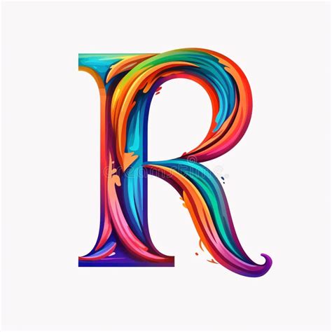 Colorful Letter R Painted With Brushstrokes Vector Illustration Stock