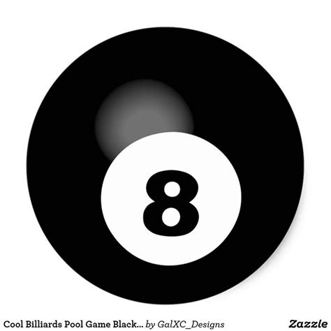 Cool Billiards Pool Game Black Lucky 8 Ball Classic Round Sticker