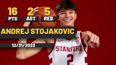 Andrej Stojakovic Stanford Cardinal 16 PTS 5 REB 3 AST Vs 4 Arizona