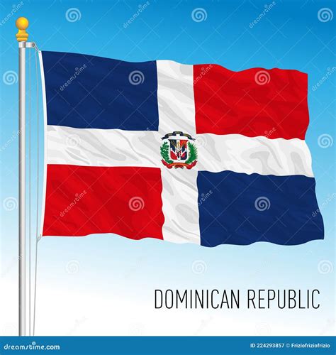 Dominicans In National Dress With A Flag. Vector Illustration ...