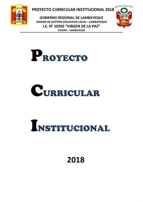 Proyecto Curricular Institucional 2018 Pci Pdf