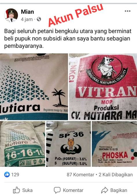 Waspada Beredar Akun Palsu Catut Nama Bupati Mi An