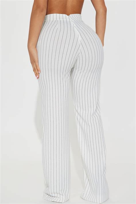 Victoria High Waisted Dress Pant Pinstripe Ivorycombo Fashion Nova Pants Fashion Nova