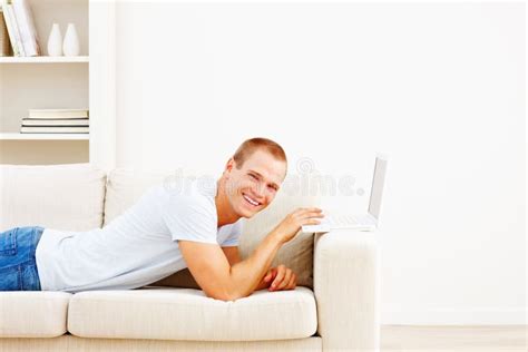 Smart Happy Man Using A Laptop Stock Photo Image Of People Copy