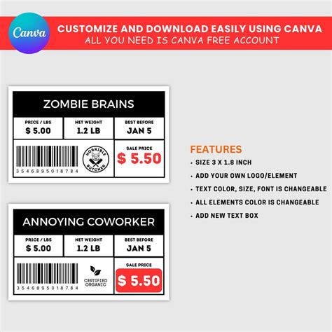 Editable Halloween Meat Labels Fake Meat Label Halloween Etsy