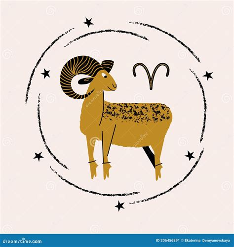 Signo De Zodiac De Aries Horóscopo Y Astrología Ilustración Vectorial En Un Estilo Plano