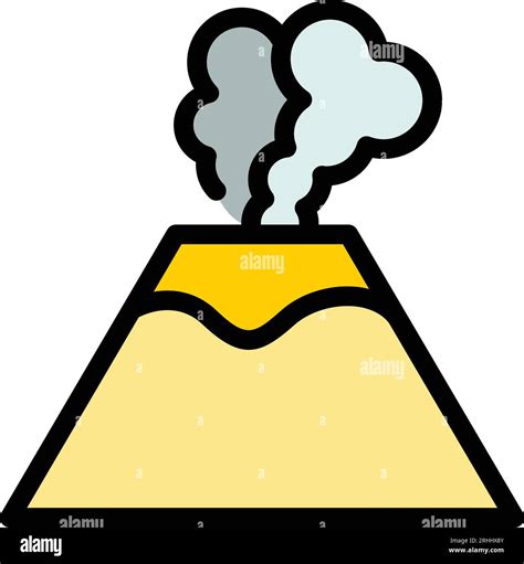 Stone Volcano Icon Outline Vector Volcanic Eruption Lava Fire Color