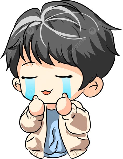 Premium Vector L Draw Chibi Korean Siip Emot Cry Cute Boy Expresi