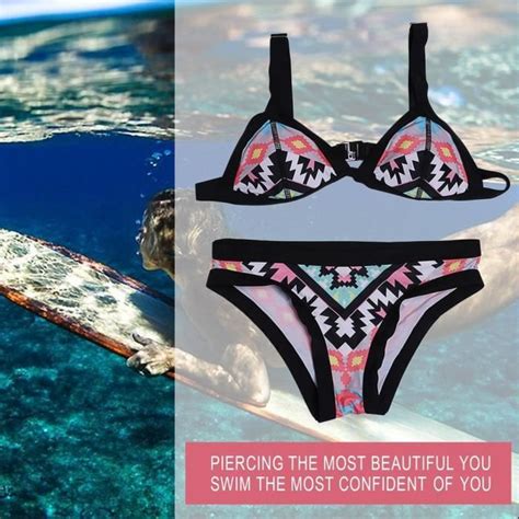 Mode Femmes Bikini Set Rétro Simple Modèle Sexy Impression Maillot De