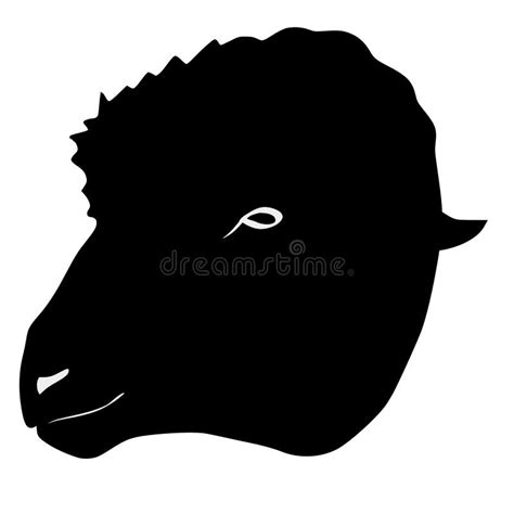 Silhouette Of Head Of Sheep Stock Vector - Illustration of horn ...