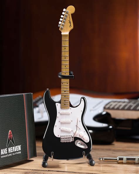 Fender™ Strat™ Classic Black Miniature Guitar Replica - Officially Lic ...