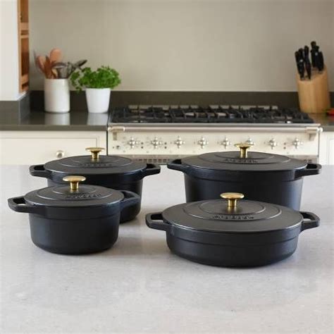 Cast Iron Casserole Set Piece Matte Black Cast Iron Cookware From