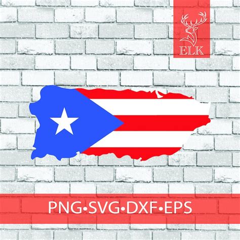 Puerto Rico Country Flag Shape Svg Cricut Silhouette Cut Etsy