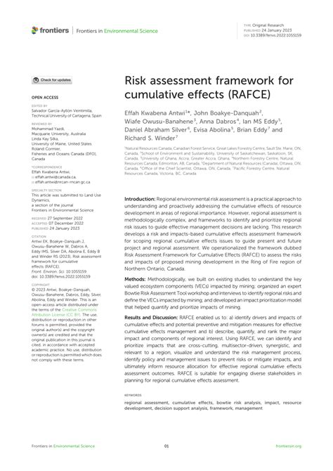 Pdf Risk Assessment Framework For Cumulative Effects Rafce