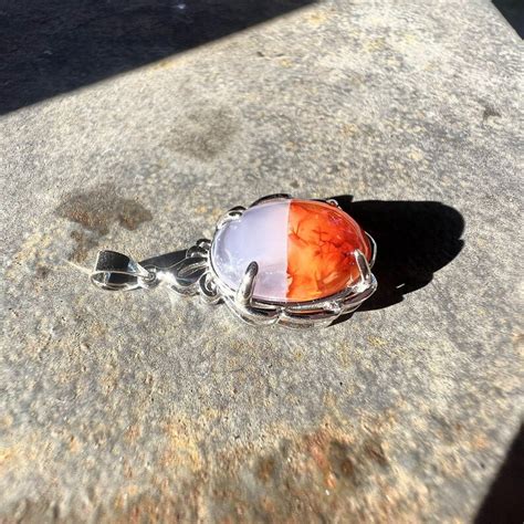 Intarsia Stone Pendant Jewelry Holley Blue Agate Oregon Carnelian