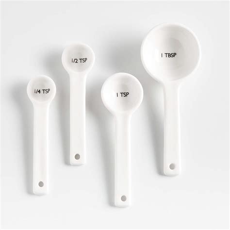 Aspen White Ceramic Measuring Spoons + Reviews | Crate & Barrel