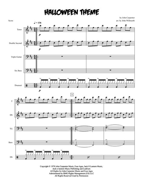 Halloween Theme Arr John Willmarth Music By John Carpenter Sheet Music For Steel Drum Band At