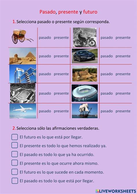 Pasado Presente Y Futuro Worksheet For De Primaria Ciencias