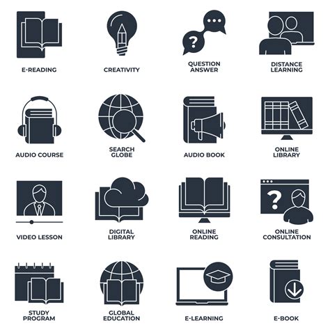 Set Of E Learning Online Education Icon Logo Vector Illustration