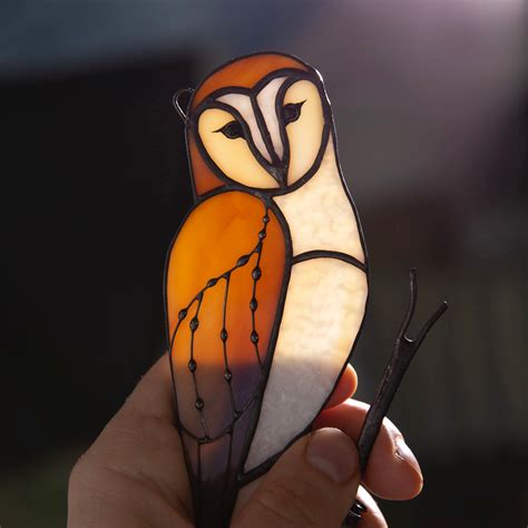 Stained Glass Barred Owl Suncatcher