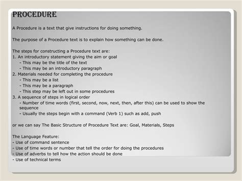 Procedure Text Ppt Free Download