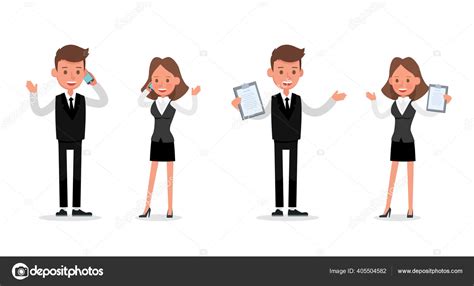 Set Businessman Businesswoman Character Vector Design No16 Stock Vector