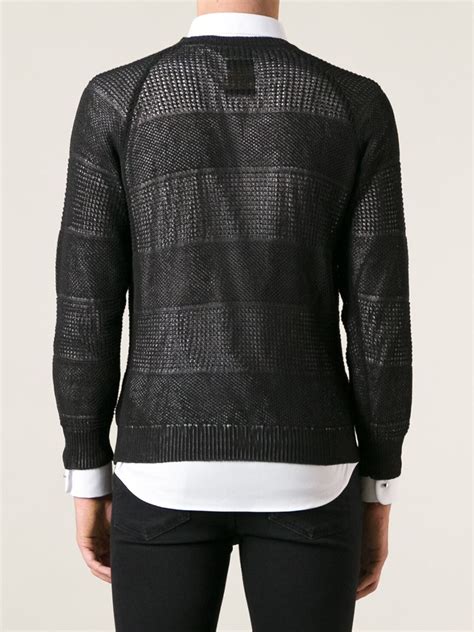 Lyst Diesel Loose Knit Sweater In Black For Men