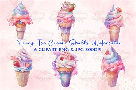 Ice Cream Watercolor Clipart Graphic By Diceenid Creative Fabrica