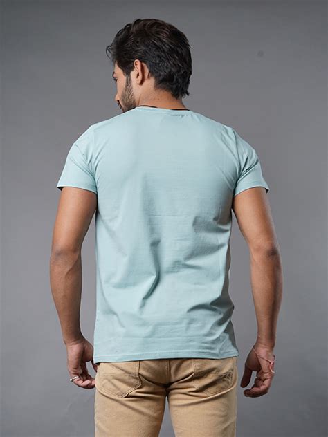 Sky Blue Color Round Neck Printed T Shirt W And G