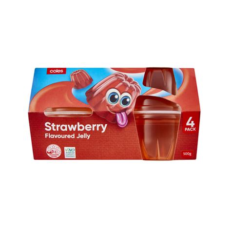 Buy Coles Jelly Cups Strawberry 4 Pack 500g Coles