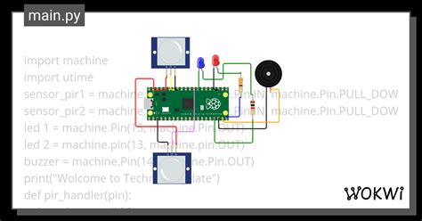 Pir Motion With 2 Led Sensors Wokwi ESP32 STM32 Arduino Simulator