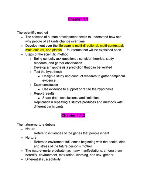 Psych Chapter 1 Pt 1 Chapter 1 The Scientific Method The Science Of Human Development Seeks