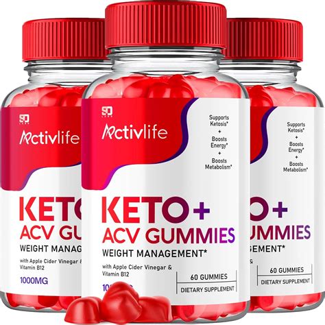 Activlife Keto Gummies 3 Pack Energy And Focus Supplement With Apple Cider Vinegar Vitamins